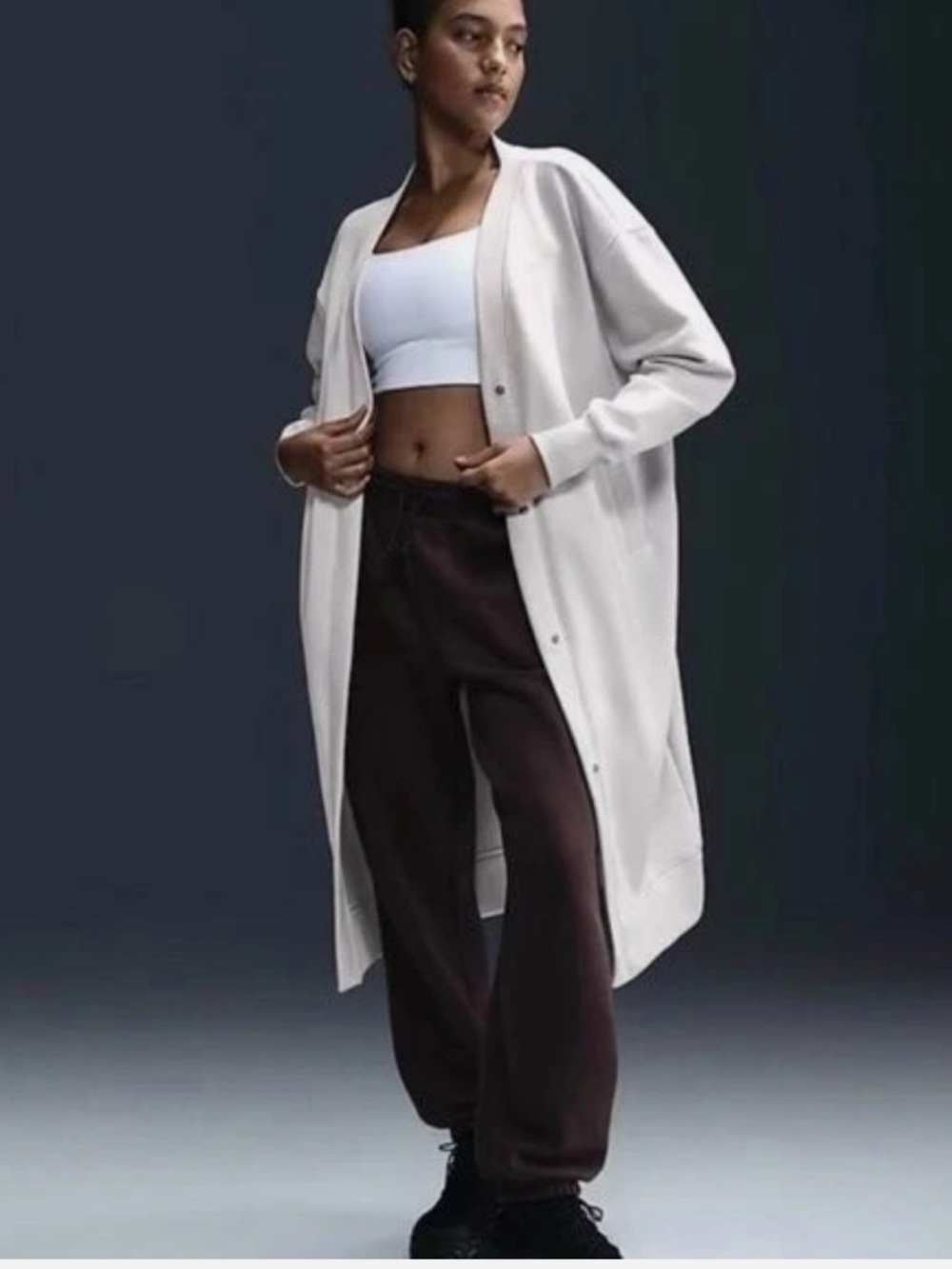 SOLD Nike Size M Sportswear Phoenix Fleece Oversized Long Beige Cardigan